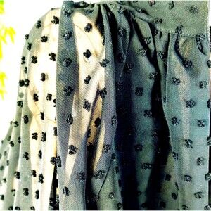 Dress Size S Black Sheer Chiffon Dotted Swiss Cute Goth Victorian Castle Regency